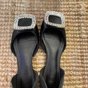 Roger Vivier Style Black Buckle Flats Size 5.5